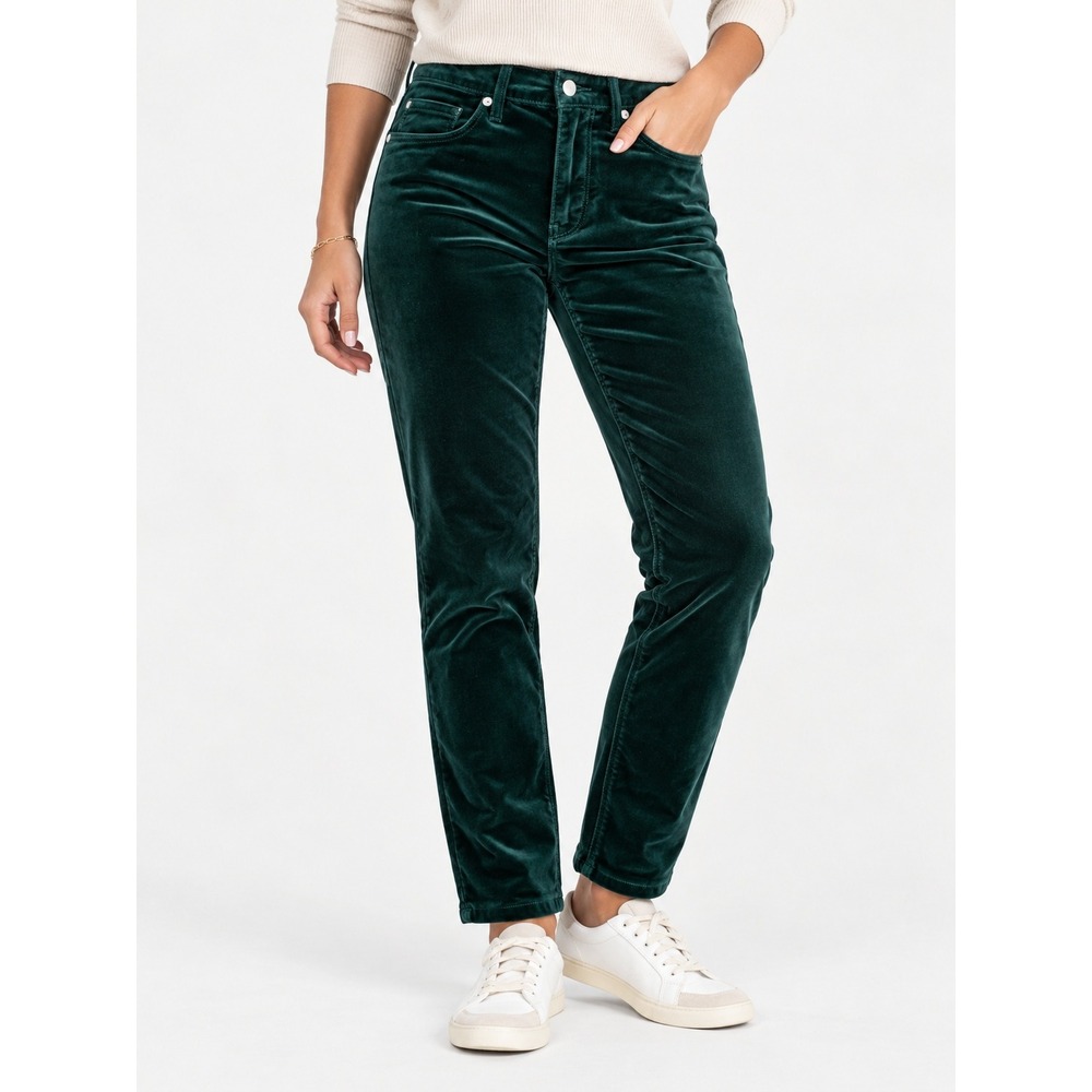 Banana Republic High Rise Skinny Velvet Pants Hunter Green Emerald Size 32
